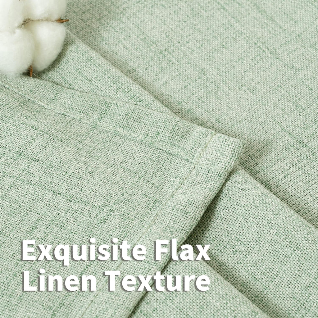 YoungsTex Sage Green Linen Curtains 90 Inch Length Living Room, Textured Semi Sheer Drapes Light Filtering with Pinch Pleated Window Treatments for Bedroom Dining Room, 2 Panels, 40 X 90 Inch