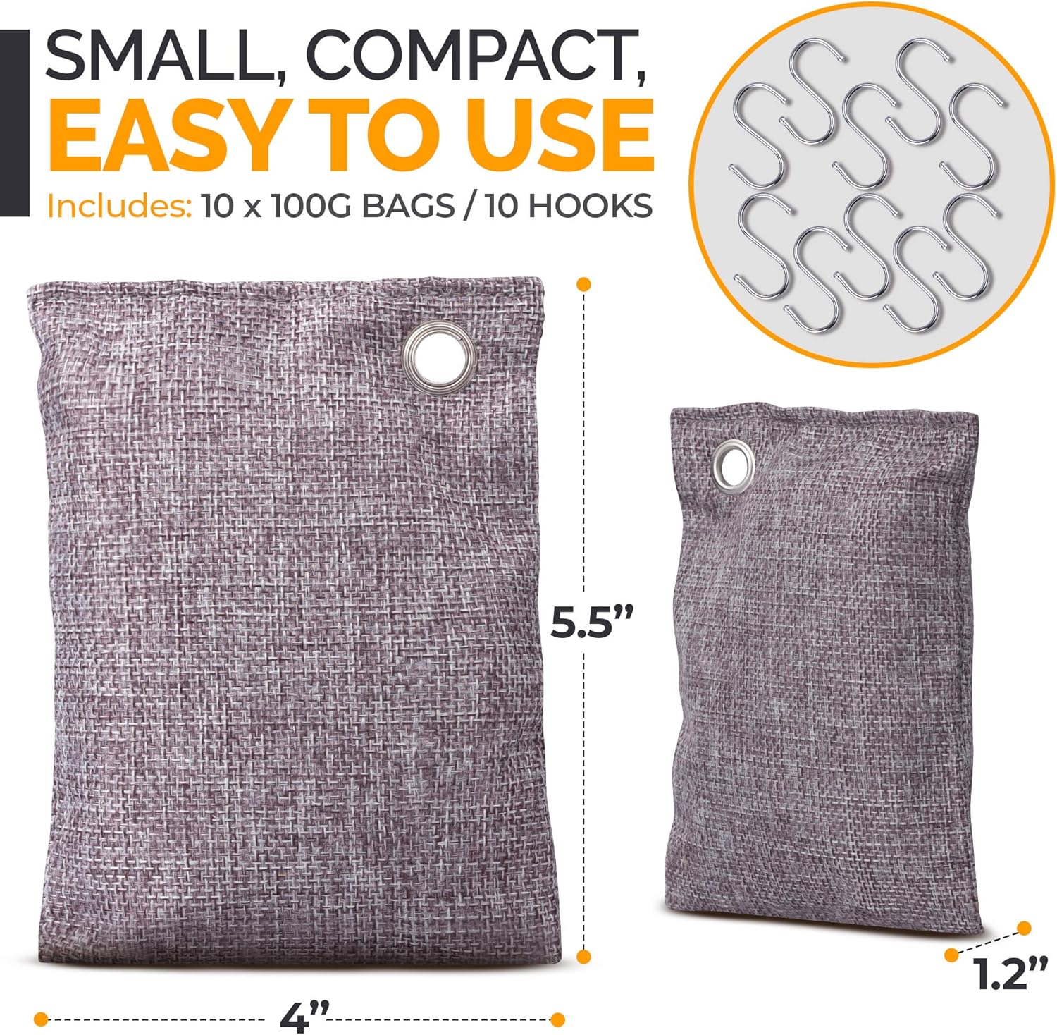 Activated Charcoal Odor Absorber for Strong Odors in Car, Closet, Shoe, Basement. 10 Activated Charcoal Bags Odor Absorbers for Home. Bamboo Charcoals Air Purifying Bag Charcoals Deodorizer Eliminator