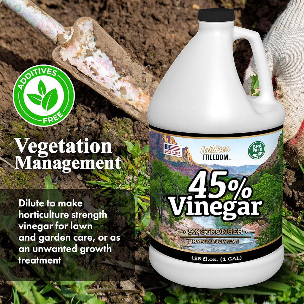 4 Gallons Extra Strength Vinegar 45% with Funnel – Industrial Strength Multi-Purpose Solution for Outdoor Use