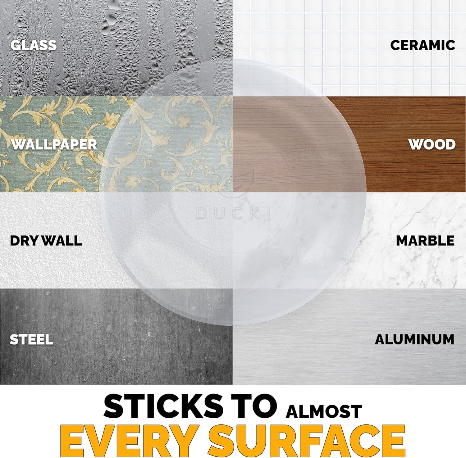 Ducki Door Stop Wall Protector | Self Adhesive Door Knob Wall Protectors from Door Knobs | Rubber Door Stoppers for Wall Damage & Noise | Durable, Shock Absorbent & Discreet | 4 Pack Clear Door Stops