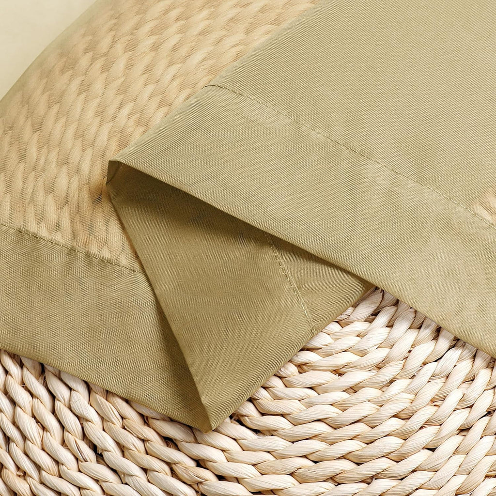 Chyhomenyc Gold Sheer Curtains 30 inch Length 2 Panels, Light Filtering Voile Rod Pocket Short Window Curtians for Bathroom Living Room Farmhouse Small Windows, 42Wx30L inches