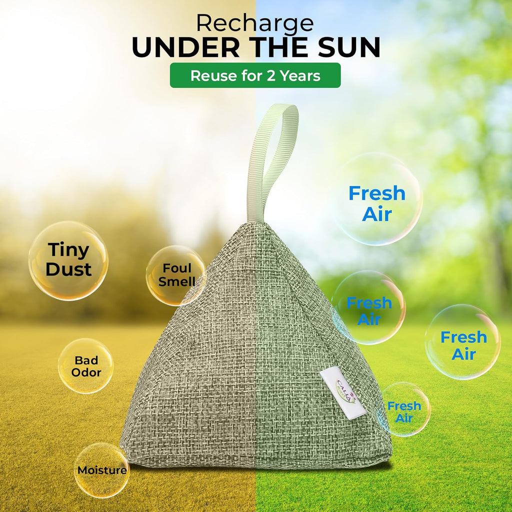 4 Pack Bamboo Charcoal Air Purifier Bags 200 Grams Each - Odor Absorber & Eliminator for Home, Car, Pets, Activated Charcoal Natural Freshener, Eco-Friendly & Reusable Designer Colors)