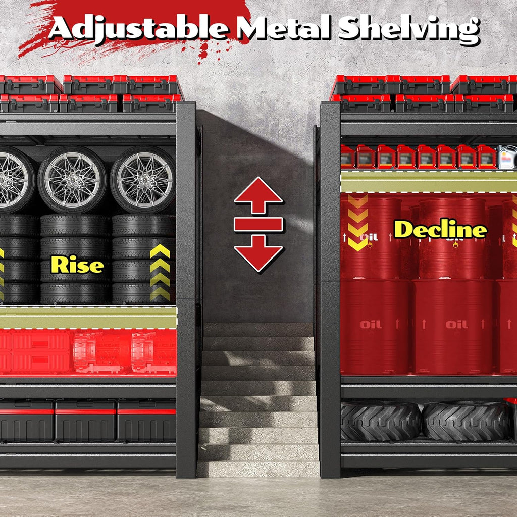 60.1" W Storage Shelves Extra Wide Metal Shelving 2500LBS Garage Shelving Adjustable 4 Tier Garage Shelves Industrial Metal Shelf for Basement Warehouse Shop 60.1" W x 24.1" D x 60" H