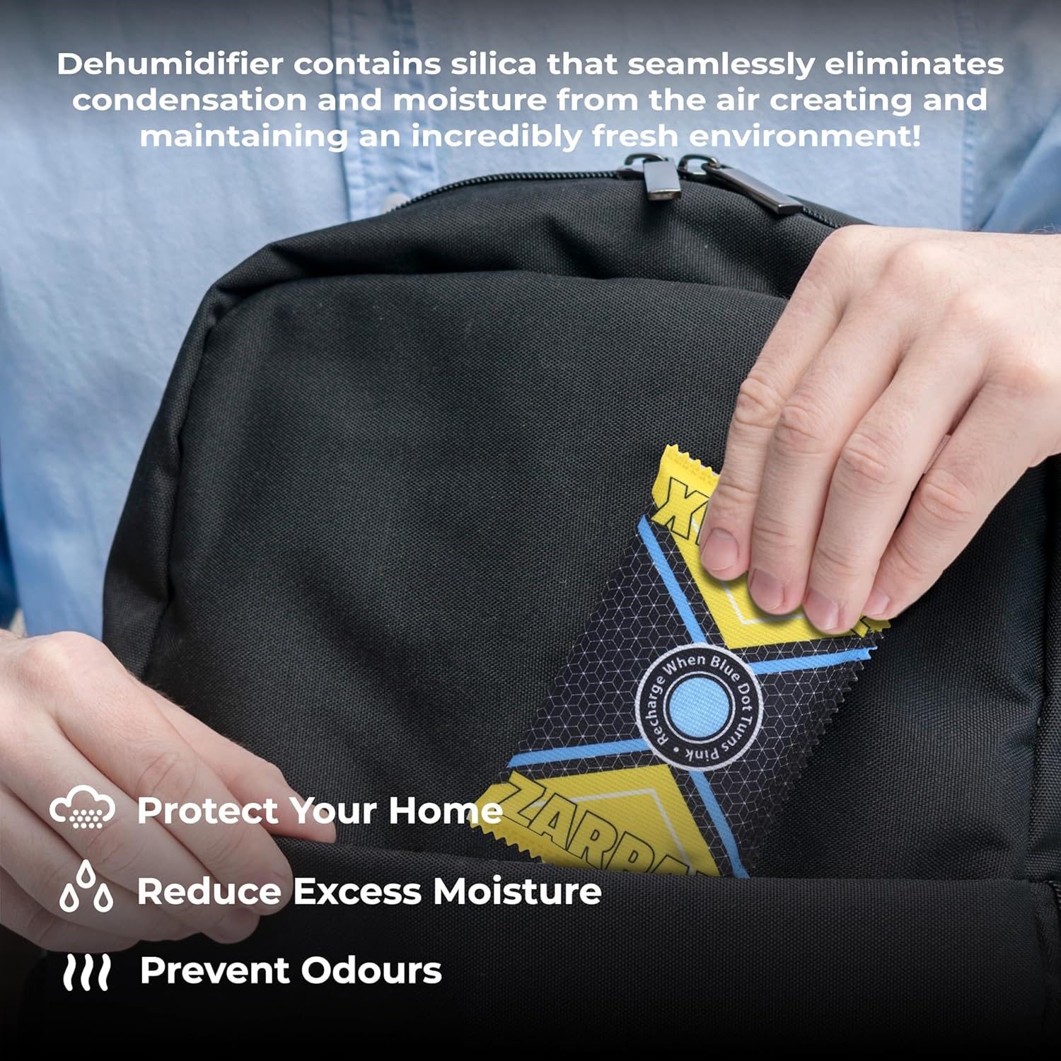 4.4 oz/125g Rechargeable Desiccant Packs Dehumidifier Bag - 6 Pack - Moisture Absorbers For Safes, Car, Bathroom, Storage - Moisture Remover Eliminates Humidity - Reusable Desiccant Bags