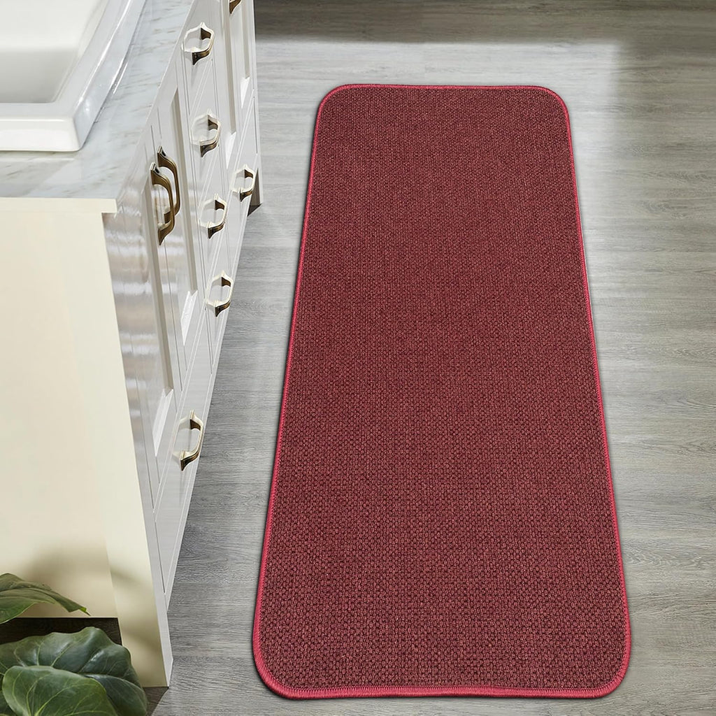 Bath Mat,Ultra Thin Bathroom Runner Rugs,Large Bath Mats for Bathroom,Quick Dry,Non-Slip,Machine Washable,Low Pile,Bath Rug,Shower Outside,Sink,Home Decor Accessories.Red,1'5"x4'11"（17x59inch）