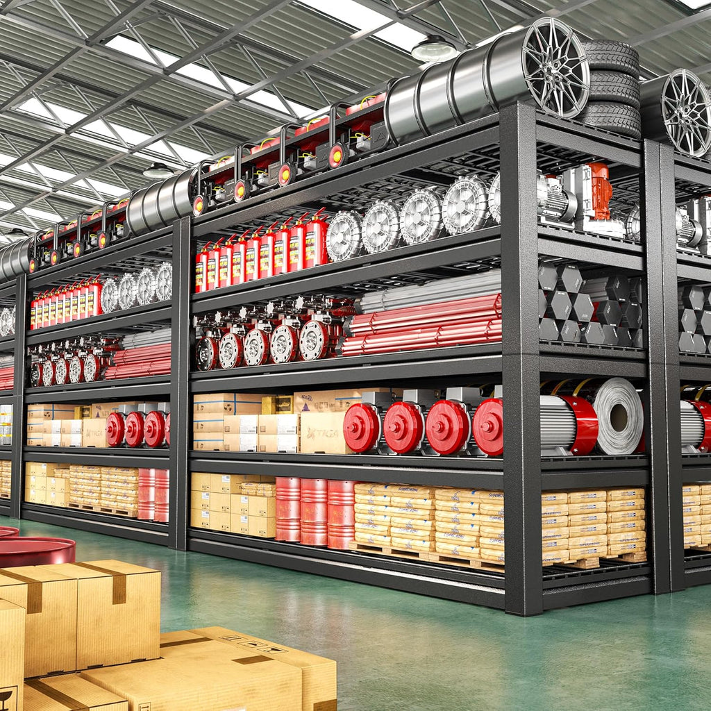 60.1" W Garage Shelving 3125LBS Metal Shelving Extra Wide Storage Shelves Adjustable 5 Tier Garage Shelves Industrial Metal Shelf for Basement Warehouse Shop 60.1" W x 24.1" D x 72" H