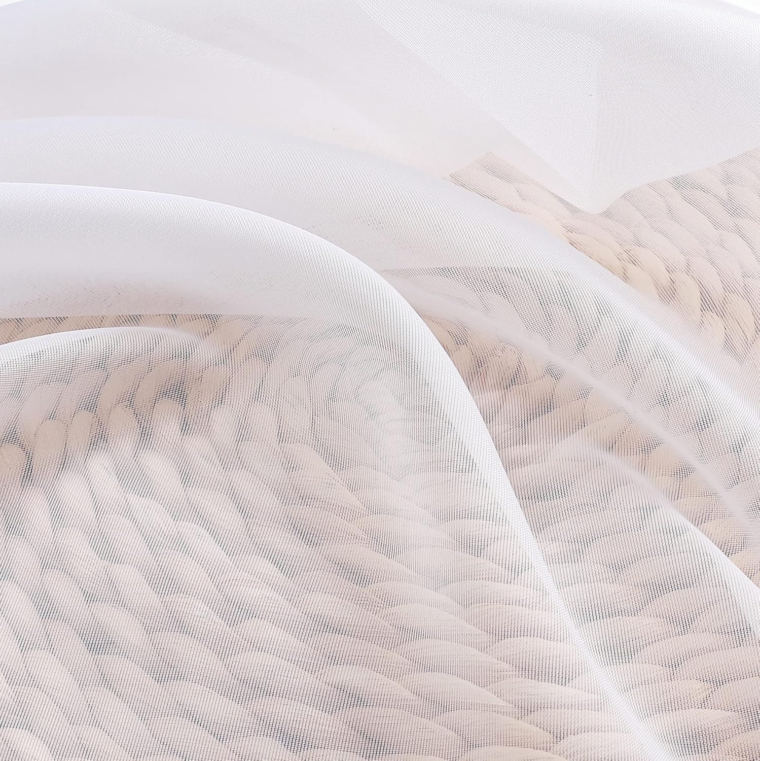 Chyhomenyc White Sheer Curtains 54 Inch Long 2 Panels Set, Short Voile Rod Pocket Drapes for Dinning Small Windows Bathroom Living Room Bedroom, Each 42Wx54L in, 2PCS, White