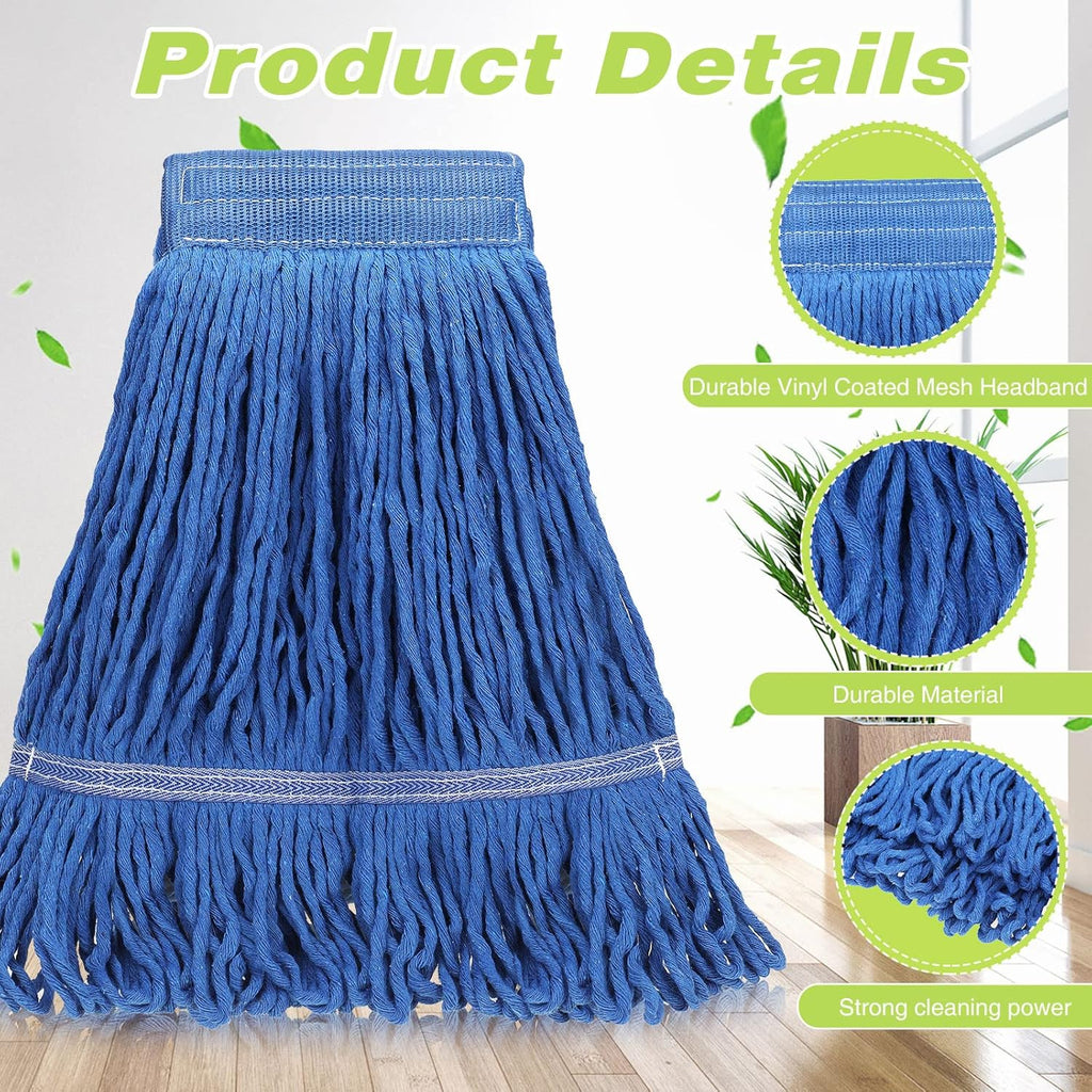 Roshtia 30 Pieces Commercial Mop Head Replacement Floor Cleaning Wet Mop Heads Heavy Duty Large Cotton String Sweeper Refills for Industrial Home Use(Blue)