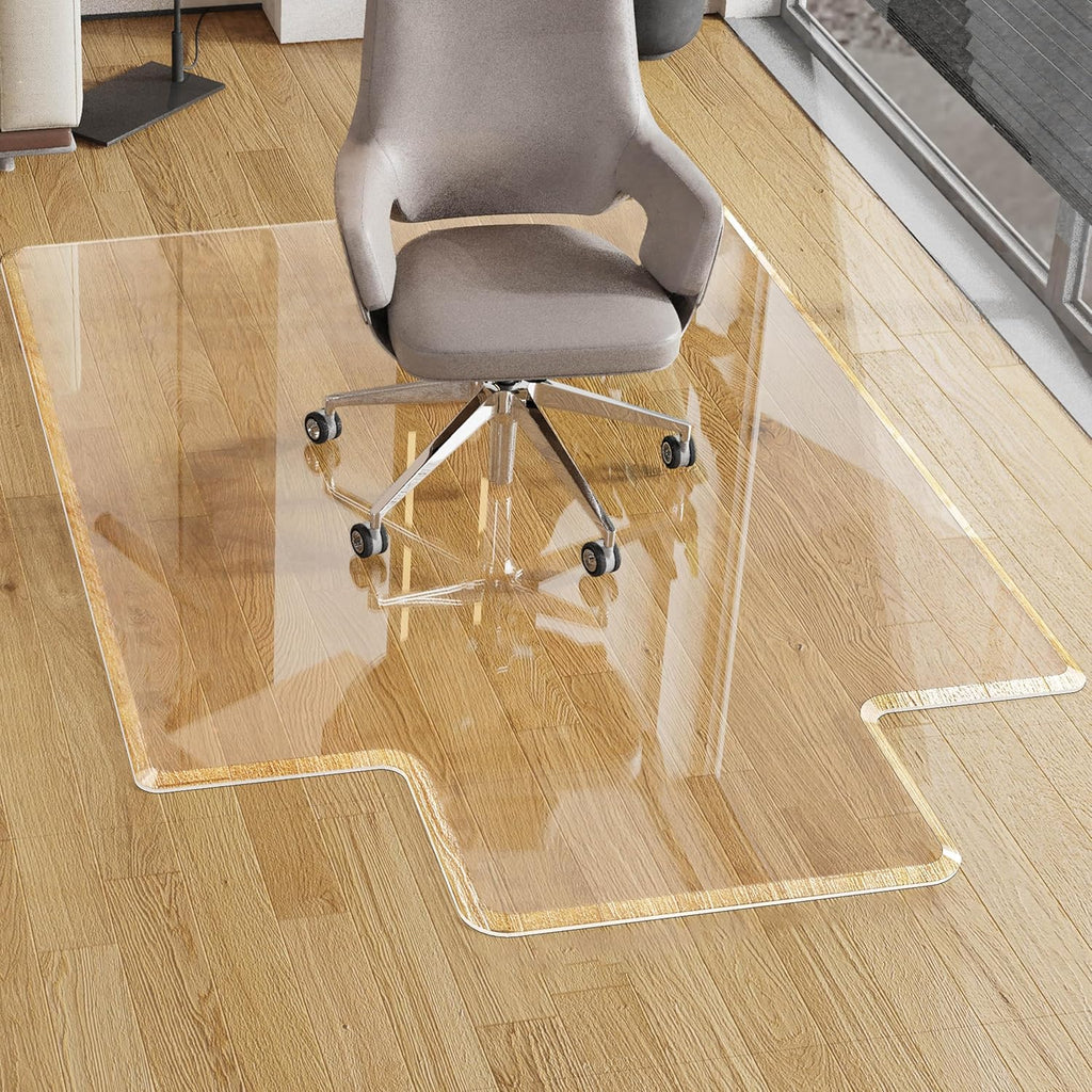 Beveled Edge Irregular Office Chair Mat with Lip for Carpet or Hardwood Floor Crystal Clear 48" x 60" Smooth Glide and Easy Roll On/Off, Heavy Duty and Non-Slip Pad Floor Chair Mat with Lip