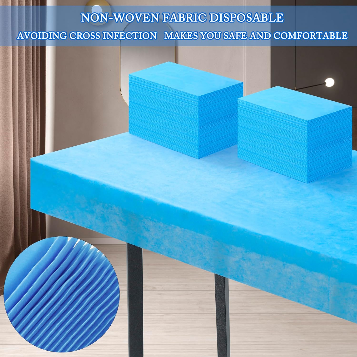 100 Pcs Disposable Bed Sheets 31" x 71" Massage Table Sheets Non Woven Fabric SPA Bed Cover Breathable for Massage Beauty Tattoos (100 Pcs Blue)