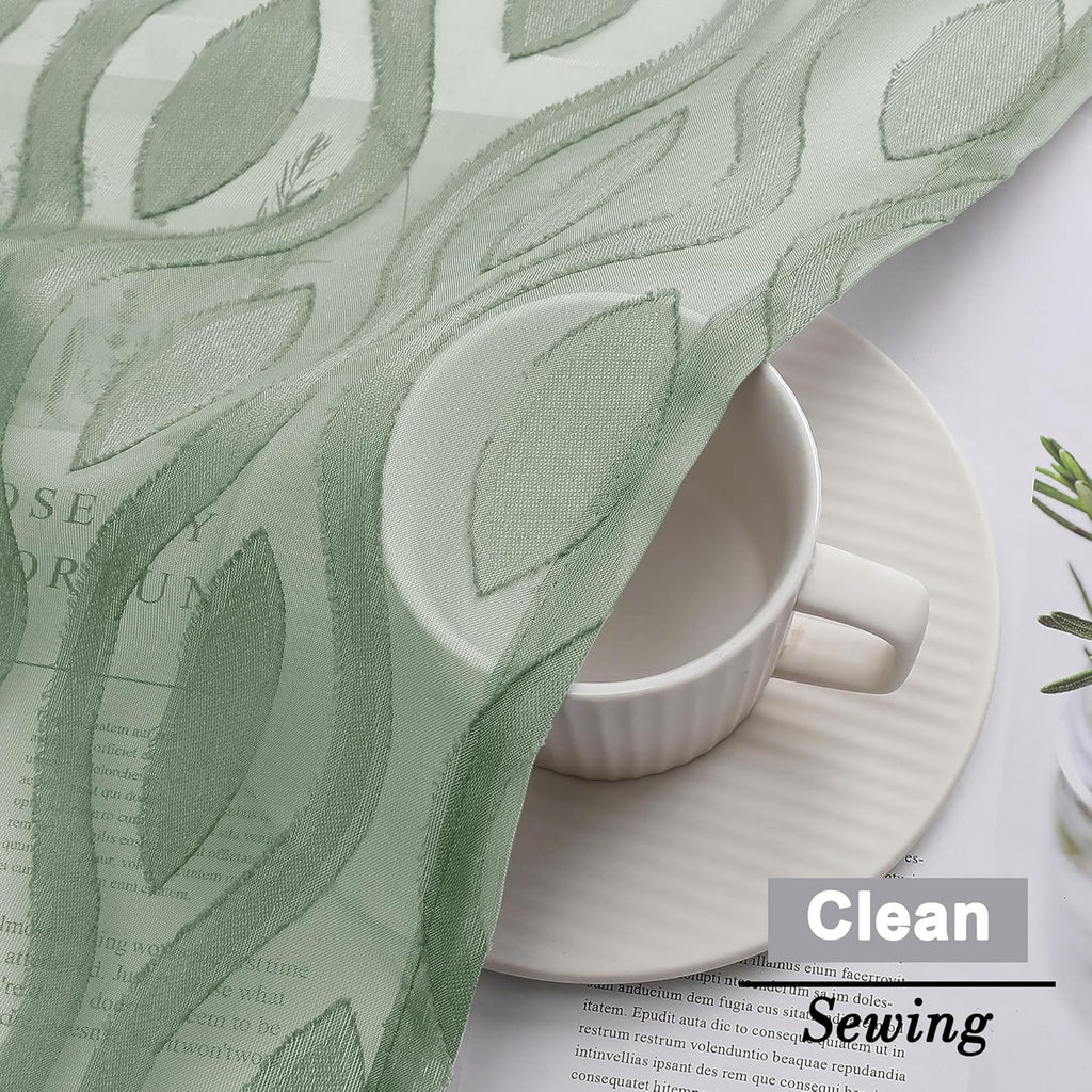 Aiyufeng Sheer Curtains 63 Inch Length 2 Panels Set, Solid Green Airy Light Filtering Voile Curtains Window Treatments for Bedroom Living Room, Modern Wavy Line Textured Curtains, 40" WX63 L Inches