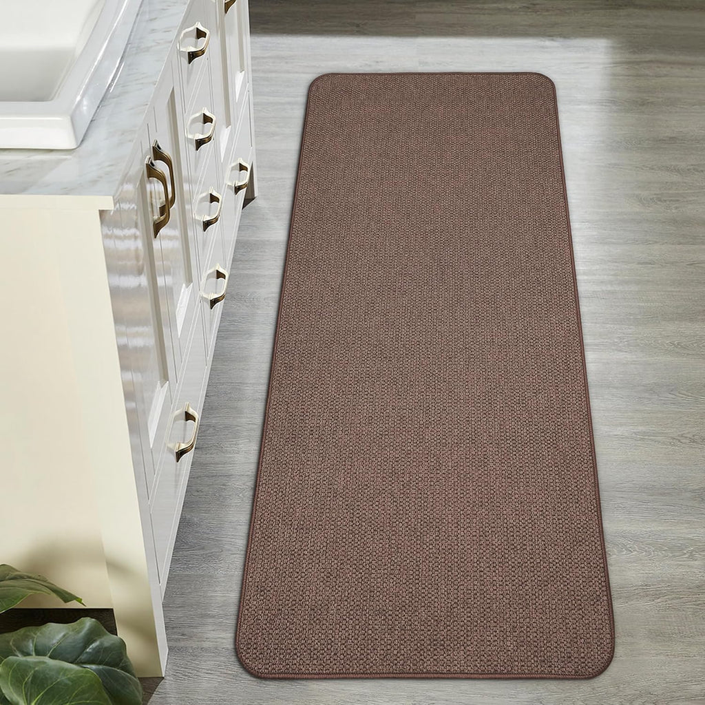 Bath Mat,Ultra Thin Bathroom Runner Rugs,Large Bath Mats for Bathroom,Quick Dry,Non-Slip,Machine Washable,Low Pile,Bath Rug,Shower Outside,Sink,Home Decor Accessories.Brown,1'9"x3'11"（21x47inch）