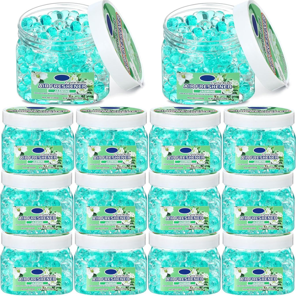 12 Pcs Air Freshener Gel Bulk Odor Eliminator Gel Beads 8 oz Long Lasting Air Freshener Beads Eliminates Odors in Home Bathrooms, Cars, Boats, Rvs and Pet Areas(Jasmine)