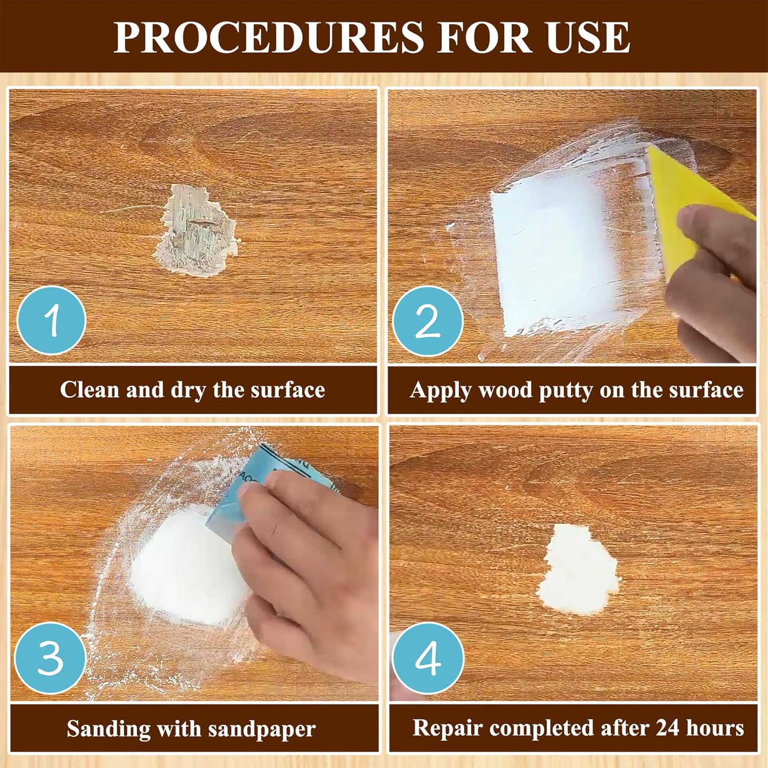 White Wood Filler, White Wood Putty, Paintable Stainable Wood Repair Putty, 9.87 Ounce Wood Furniture Repair kit, Quickly Repair Wood Cracks and Holes on Wooden Floor Furniture (White)