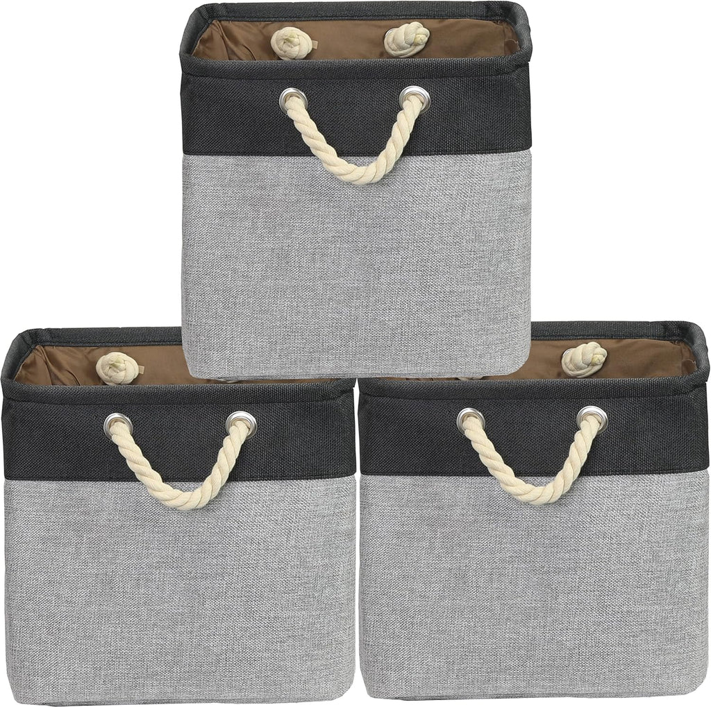 SIMPLE HOUSEWARE Fabric Storage Cubes, 13" x 13" Storage Bin, 3 Pack, Dark Gray