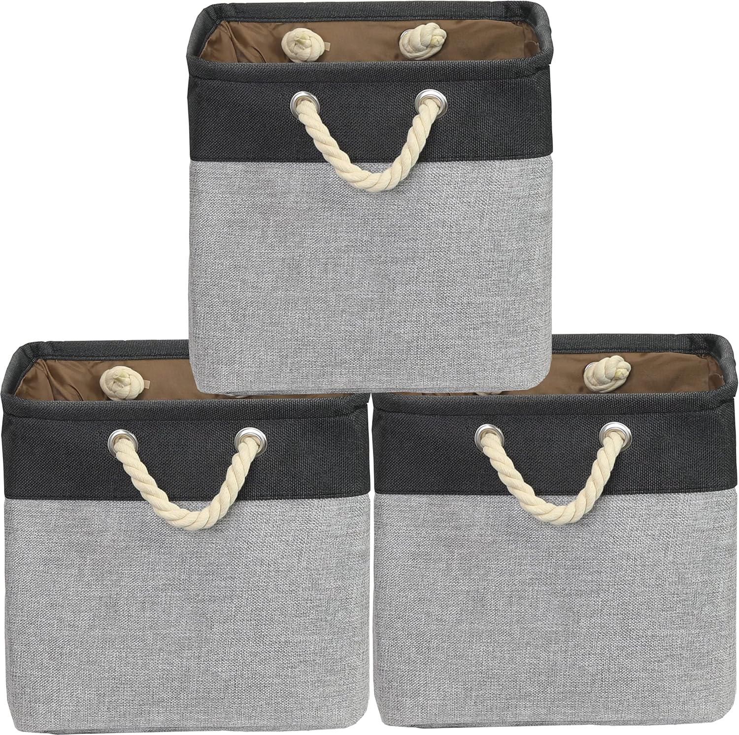 SIMPLE HOUSEWARE Fabric Storage Cubes, 13" x 13" Storage Bin, 3 Pack, Dark Gray