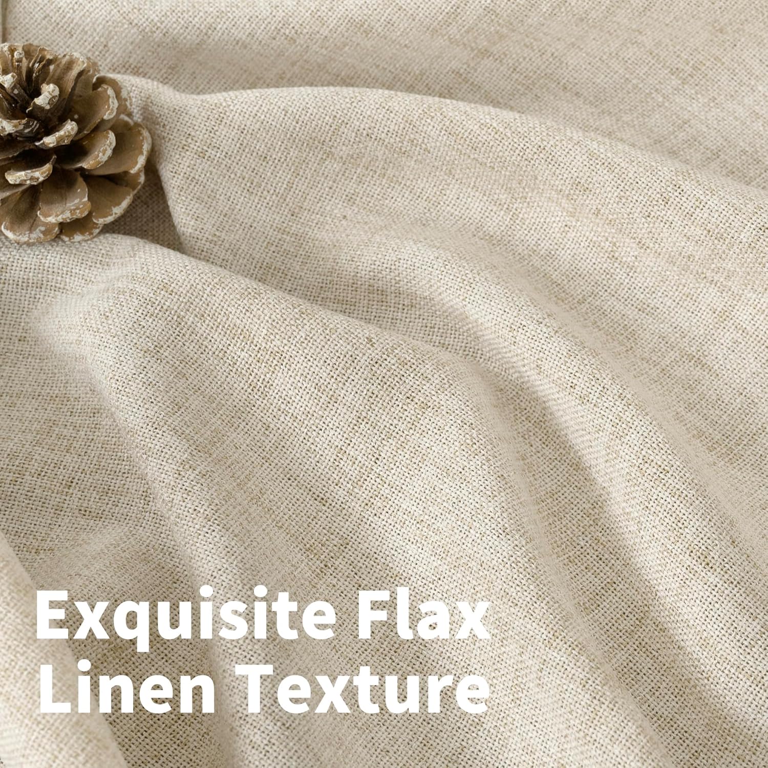 YoungsTex Boho Linen Curtains 36 Inch Length for Kitchen Cafe Window, Semi Sheer Half Window Drapes with Rod Pocket Back Tab Light Filtering Short Curtain for Bathroom, 2 Panels, 30 X 36 Inch