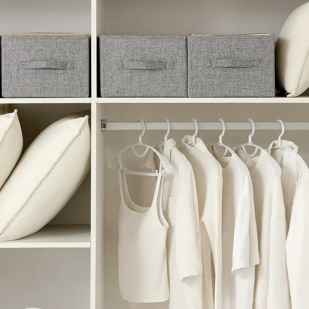 Linen Folding Storage Bins, 3 Pack Large Storage Baskets, Washable, Clothing Storage Bins with Handle, Closet Organizer for Storage Sweater,Sheets(dark grey, 18½"x11" x8½")