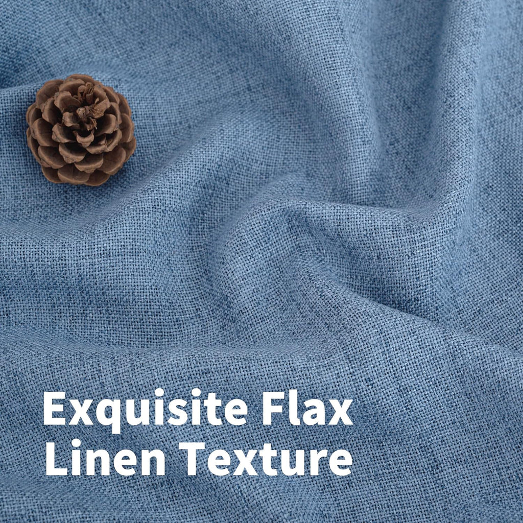 YoungsTex Denim Blue Linen Curtains 40 Inch Length for Bathroom Window, Small Drapes with Rod Pocket Back Tab Light Filtering Coastal for Cafe Kitchen Window Over Sink, 2 Panels, 30 X 40 Inch