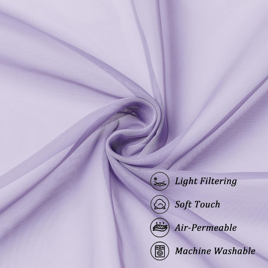 Chyhomenyc Lilac Sheer Curtains 96 inches Long 2 Panels, Light Filtering Soft Airy Solid Elegant Voile Window Treatment Drapes for Bedroom Living Room Wedding Party Decor, 42 Wx96 L, 8FT L