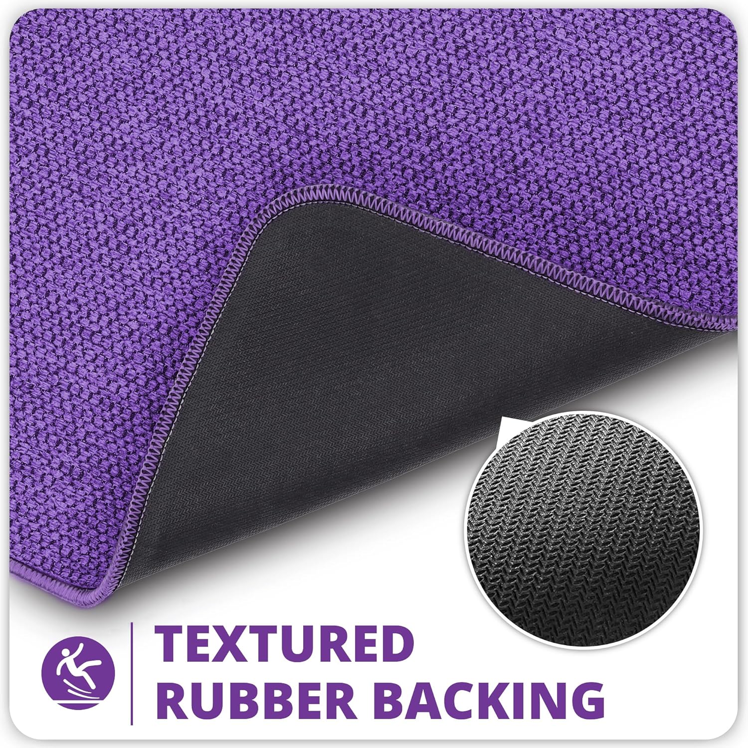 Bathroom Rugs Set 2 Pieces,Thin Bathroom Mats,Toilet Rugs,Quick Dry,Non-Slip,Machine Washable,Low Pile,Absorbent Bath Mats,Shower,Sink,Home Decor Accessories.Purple,1'5"x2'3"+1'8"x2" U Shape