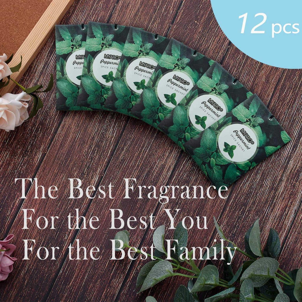 MYARO 12 Packs Peppermint Potpourri Bags Sachets for Drawer and Closet, Long-Lasting Drawer fresheners Closet sachets Home Fragrance
