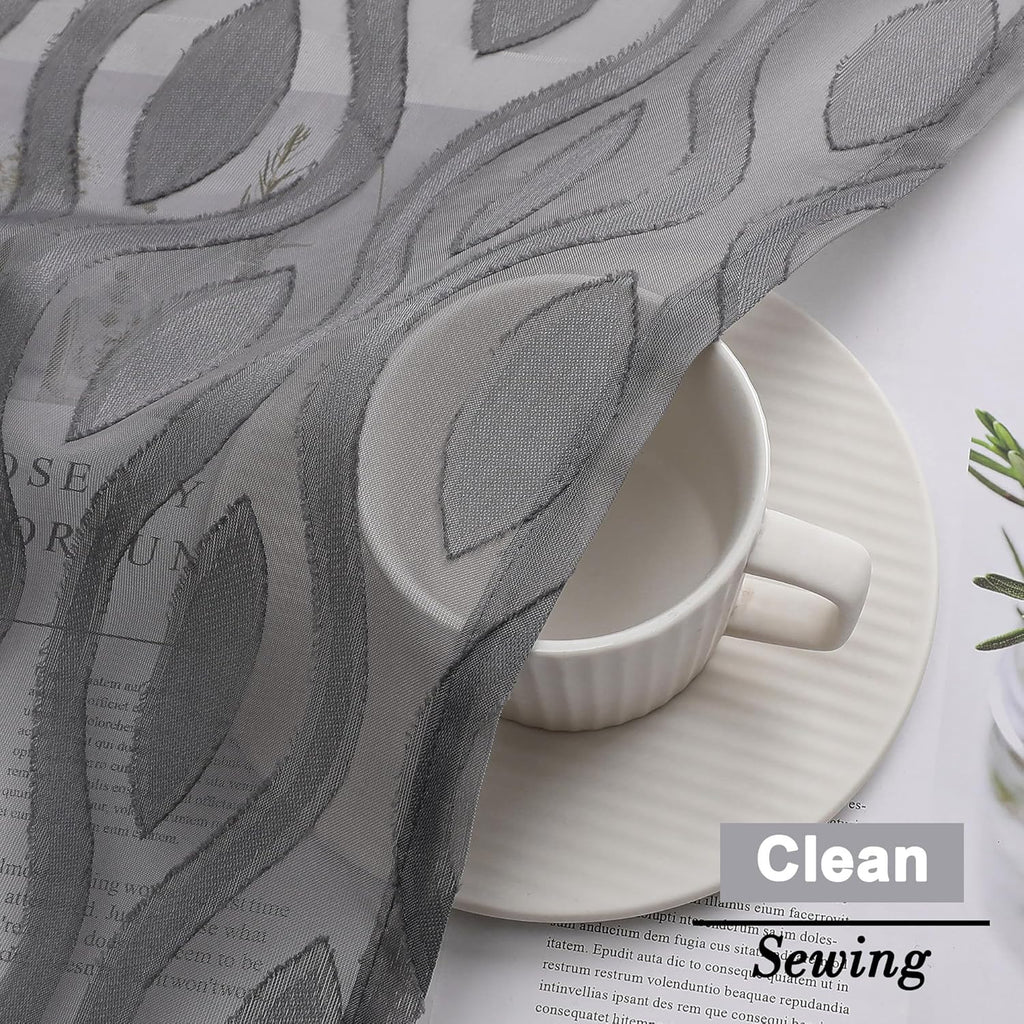 Aiyufeng Extra Long Grey Sheer Curtains 96 Inches Long for Bedroom 2 Panels Set, Farmhouse Wavy Line Light Filtering Clip Jacquard Solid Voile Living Room Curtains, Dual Rod Pocket, 40" Wx96 L Inches