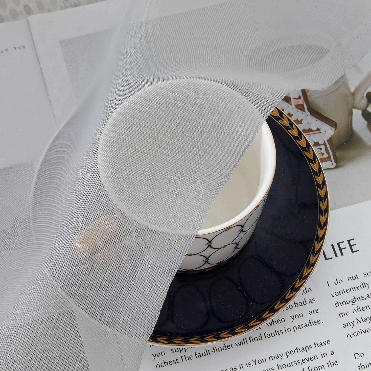 Chyhomenyc Sheer Light Grey Valances for Windows 2 Pack, Small Window Curtains for Living Room Bathroom Cafe Laundry Basement, Modern Top Dual Rod Pocket Voile Curtain, 42W x 14L inches