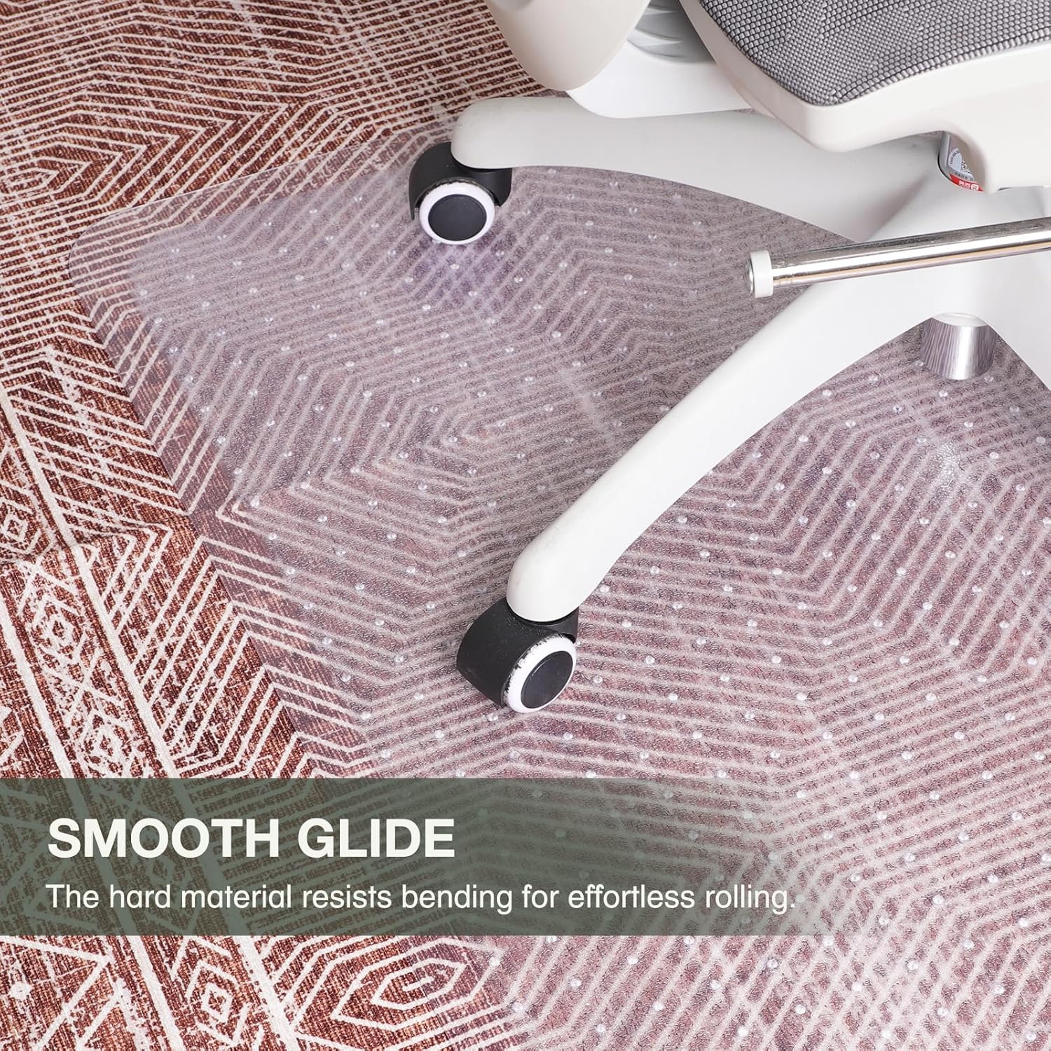 Chair Mat for Carpet, 45" x 53" Easy Glide Desk Chair Mat for Carpeted Floors, Beveled Edge Vinyl Mat with Grips, Heavy Duty Carpet Protector for Home Office, Clear(with Lip)