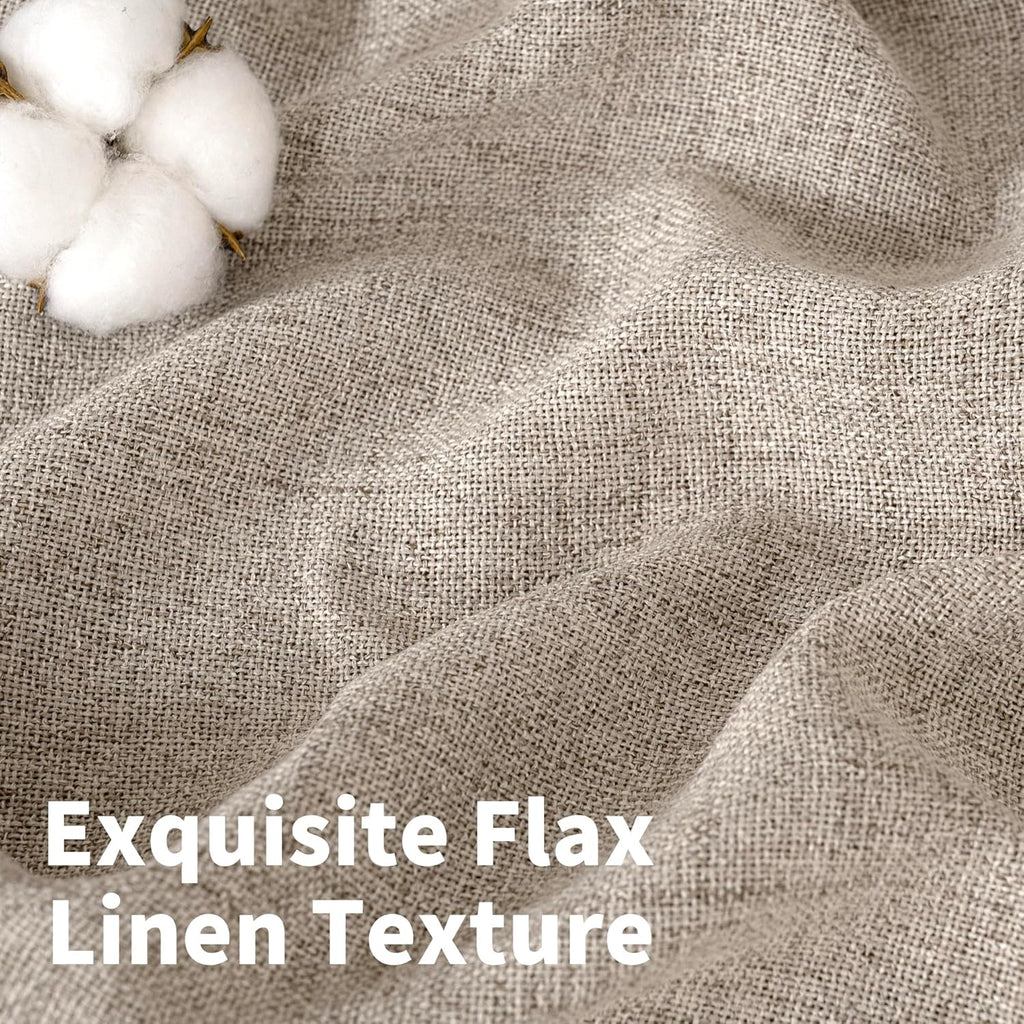 YoungsTex Dark Oatmeal Linen Curtains 45 Inch Length for Short Window, Tan Semi Sheer Drapes with Rod Pocket Back Tab Textured Light Filtering for Bathroom Bedroom, 2 Panels, 42 X 45 Inch