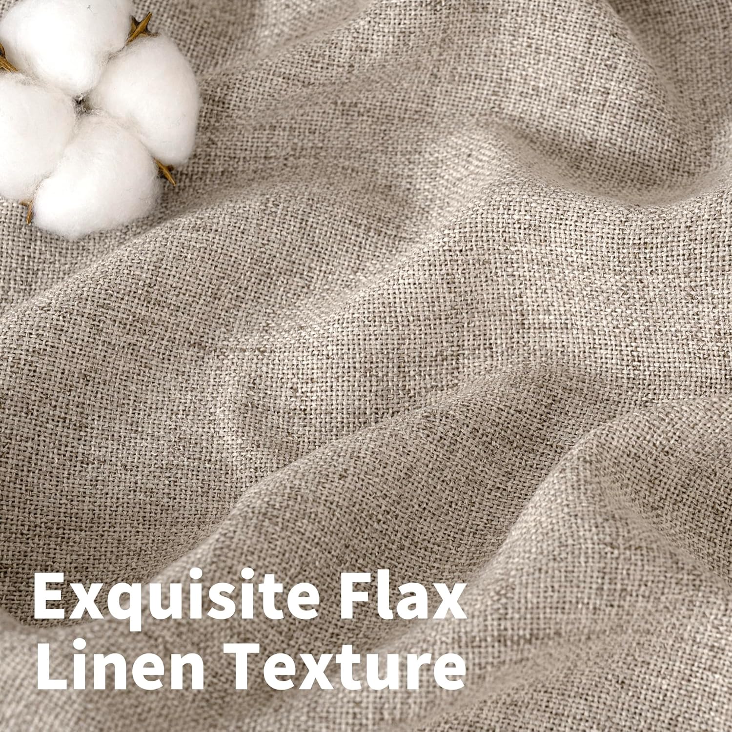 YoungsTex Dark Oatmeal Linen Curtains 45 Inch Length for Short Window, Tan Semi Sheer Drapes with Rod Pocket Back Tab Textured Light Filtering for Bathroom Bedroom, 2 Panels, 42 X 45 Inch