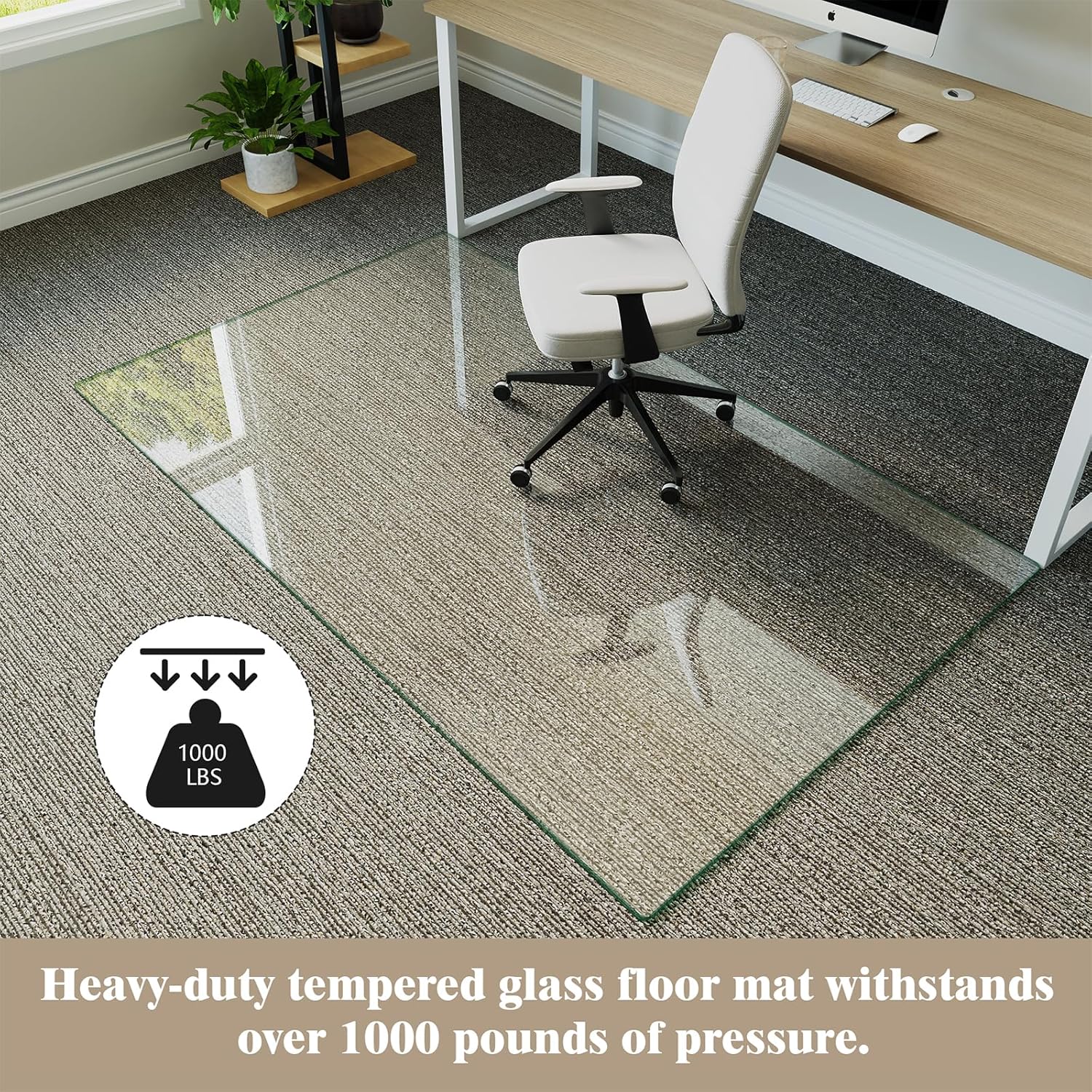 Koonmi Tempered Glass Chair Mat for Hardwood Floors & Carpets, 40" x 80“ Transparent Heavy Duty Office Floor Protector with Noise-Free Gliding Shatterproof for Home Office Desk