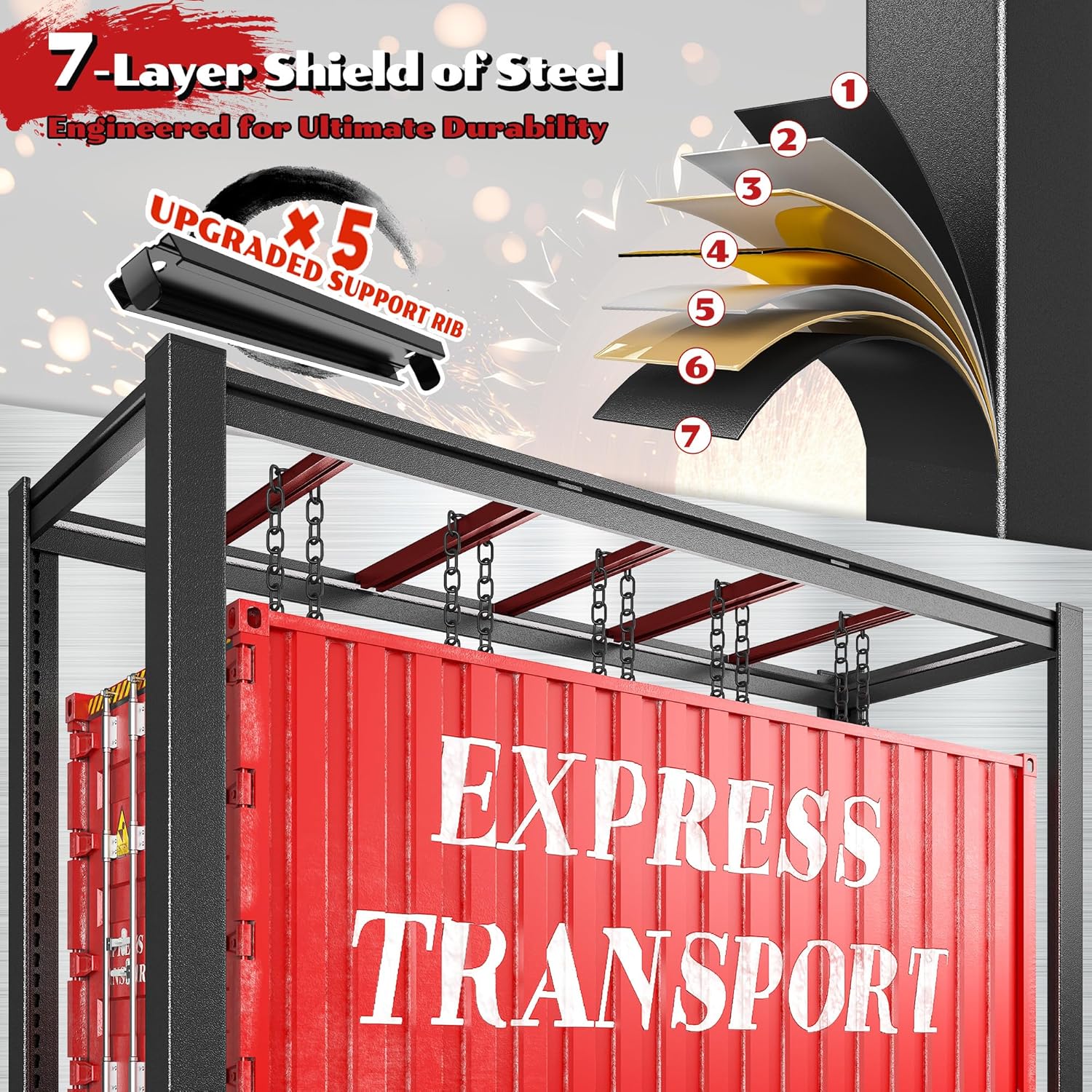 2500LBS Storage Shelves, 60.1" W Garage Shelving Heavy Duty, Adjustable Metal Shelving Unit, Storage Rack for Garage, Basement, Warehouse with Tool-Free Installation, 60.1" W x 24" D x 60.1" H