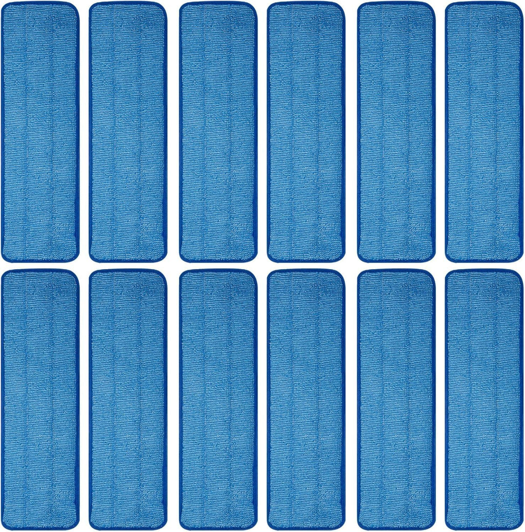 12 Pack Microfiber Mop Pad Universal Commercial/Industrial/Professional 17-18 Inch Head- Heavy Duty Wet & Dry Cleaning Refills Reusable Mop Refills Fit for Most Bona/Rubbermaid/Flat Mops