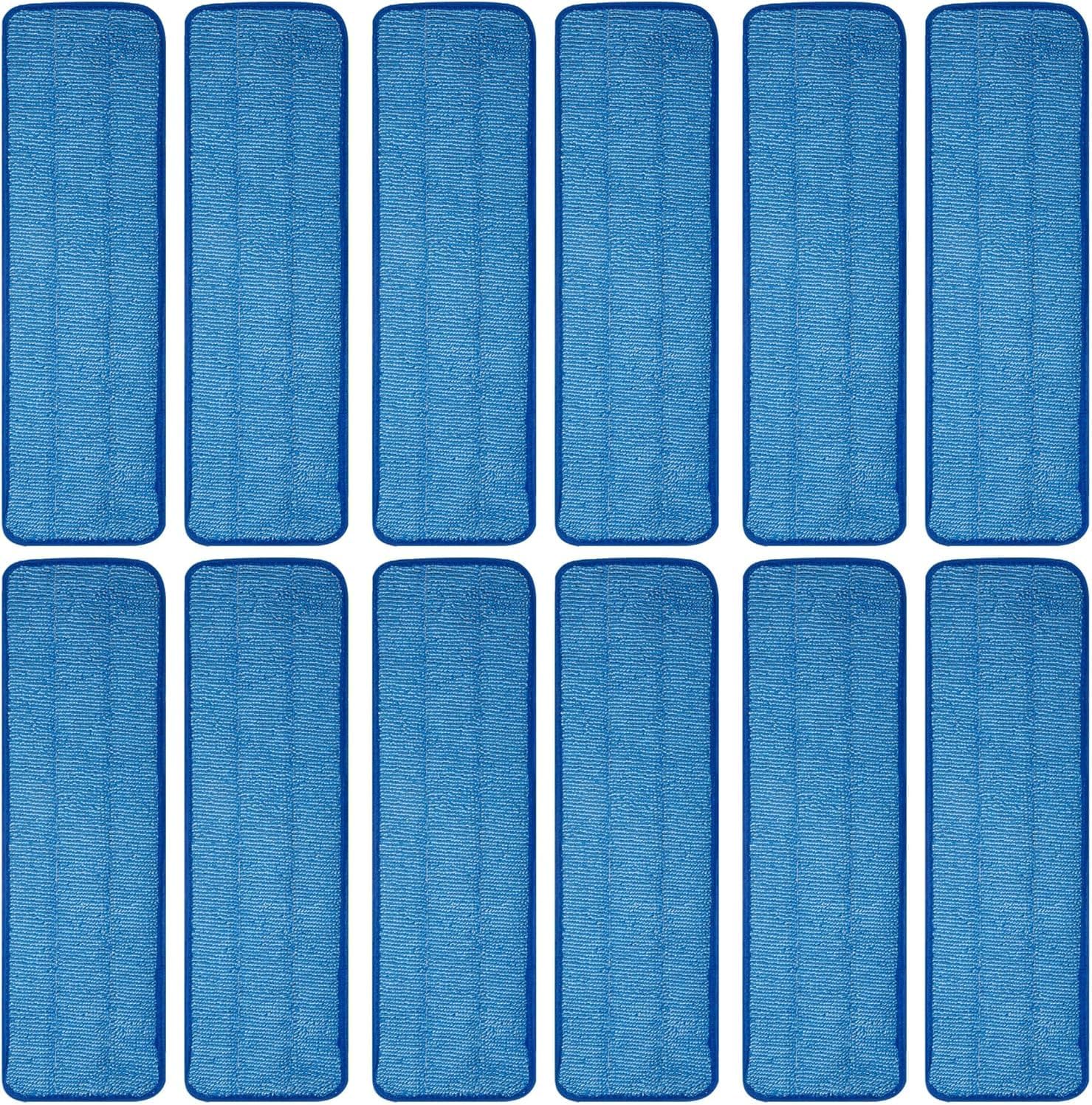 12 Pack Microfiber Mop Pad Universal Commercial/Industrial/Professional 17-18 Inch Head- Heavy Duty Wet & Dry Cleaning Refills Reusable Mop Refills Fit for Most Bona/Rubbermaid/Flat Mops