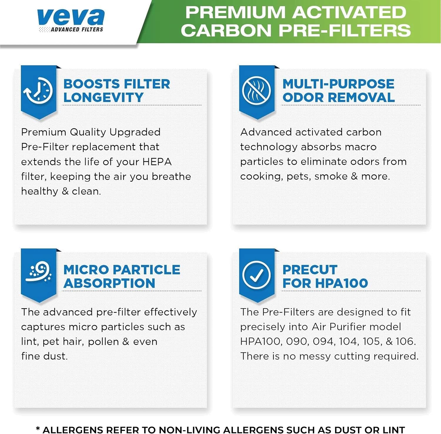 HPA100 Pre-Filters Replacement for Honeywell Air Purifier - 8 Pack - HRF-A100 Filter A Compatible w/ HPA100, 104, 105, 090, 094