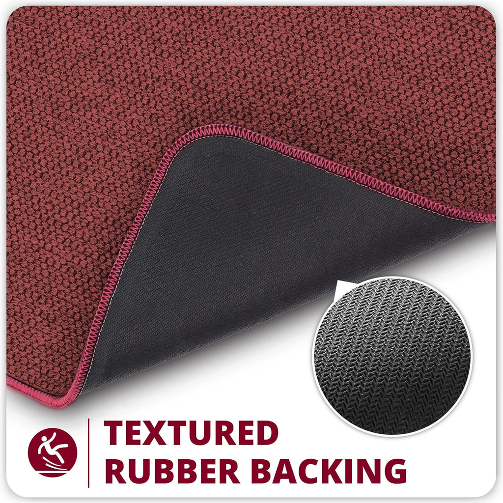 Bath Mat,Ultra Thin Bathroom Runner Rugs,Large Bath Mats for Bathroom,Quick Dry,Non-Slip,Machine Washable,Low Pile,Bath Rug,Shower Outside,Sink,Home Decor Accessories.Red,2'x5'（24x60inch）