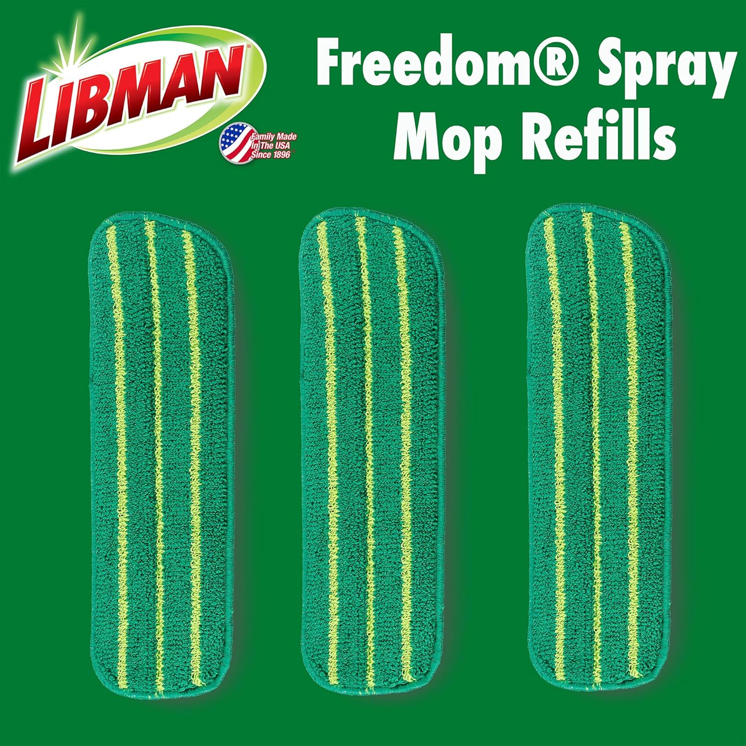 Libman Freedom Spray Mop Refills, Three Refills Green 3 Pack
