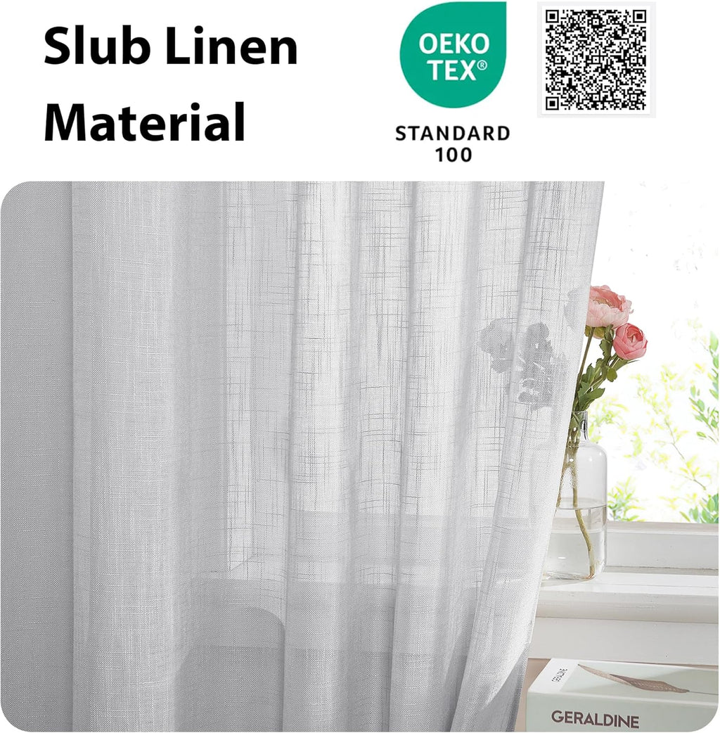 NICETOWN Side Door Curtains for Small Window, Rod Pocket French Window Curtains Light Filtering Sidelight Curtain for Front, 36W X 40L Sheer Door Shade with Tieback, 1 PC, Light Grey