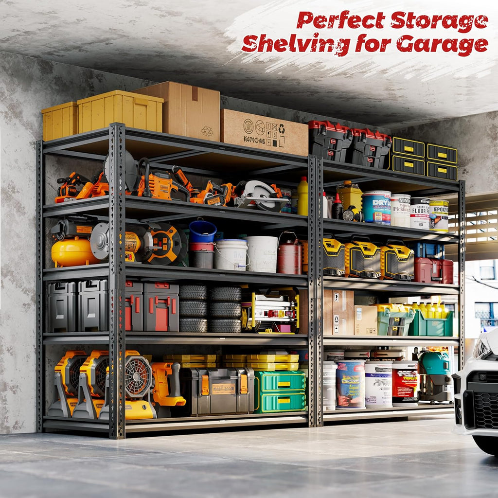 72" H Storage Shelves Heavy Duty, 2200LBS Garage Shelving, 5 Tier Metal Shelving Unit Adjustable Garage Shelves Utility Rack Shelf for Storage Warehouse Pantry Closet,40" W × 20" D × 72" H, Black
