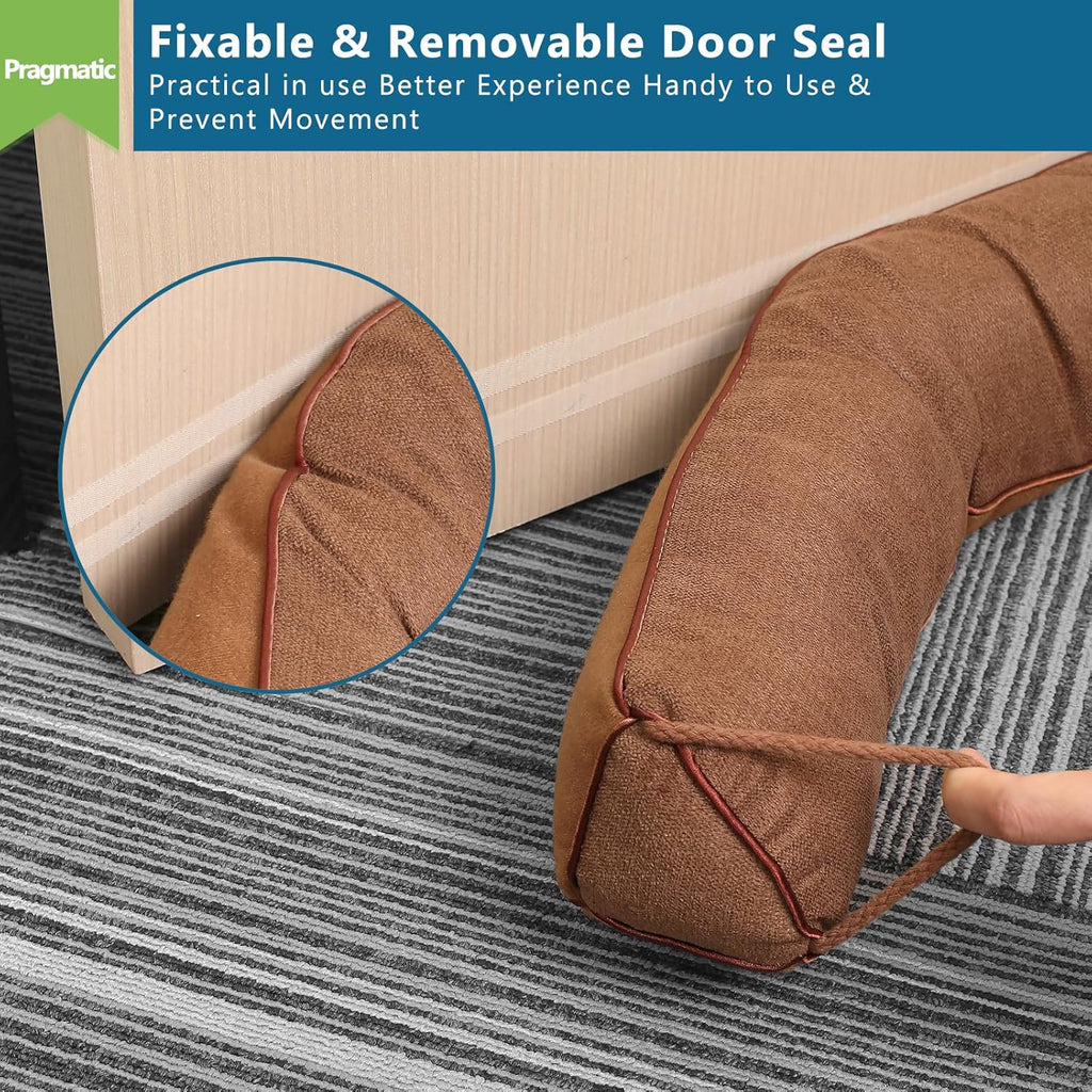 Triangle Under Door Draft Stopper 32 inch Weighted Draft Blocker Bottom Seal Noise Air Guard for Doors and Windows, Brown