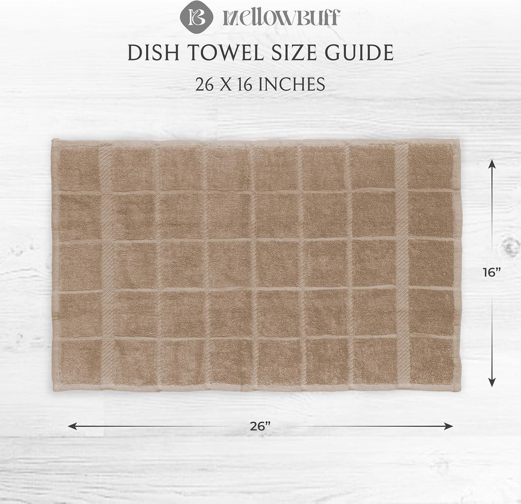 100% Cotton Terry Dish Cloth & Dish Towel, 6 Pack, Super Soft and Absorbent Kitchen Towels, Perfect for Kitchen Cleaning and Dish Washing (TAN (DT and DC Combo))