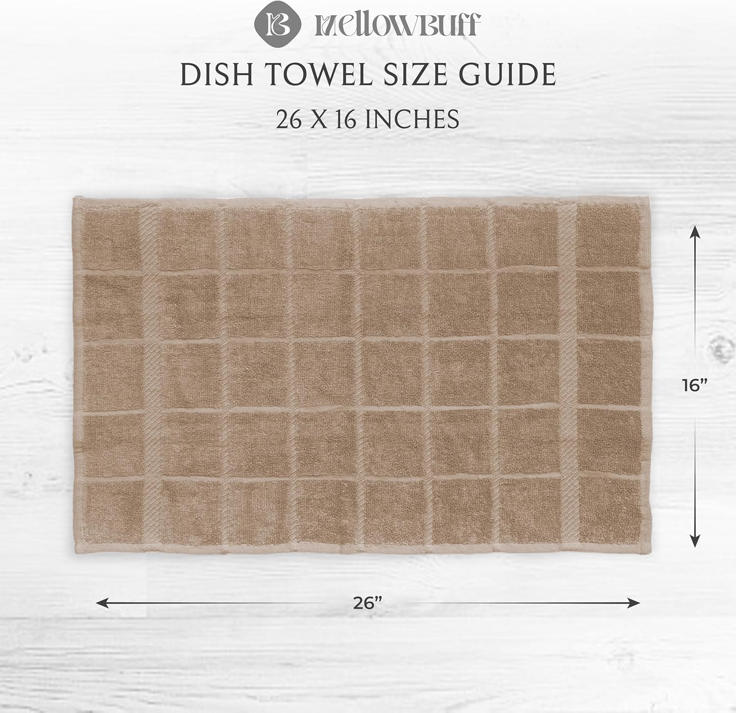 100% Cotton Terry Dish Cloth & Dish Towel, 6 Pack, Super Soft and Absorbent Kitchen Towels, Perfect for Kitchen Cleaning and Dish Washing (TAN (DT and DC Combo))