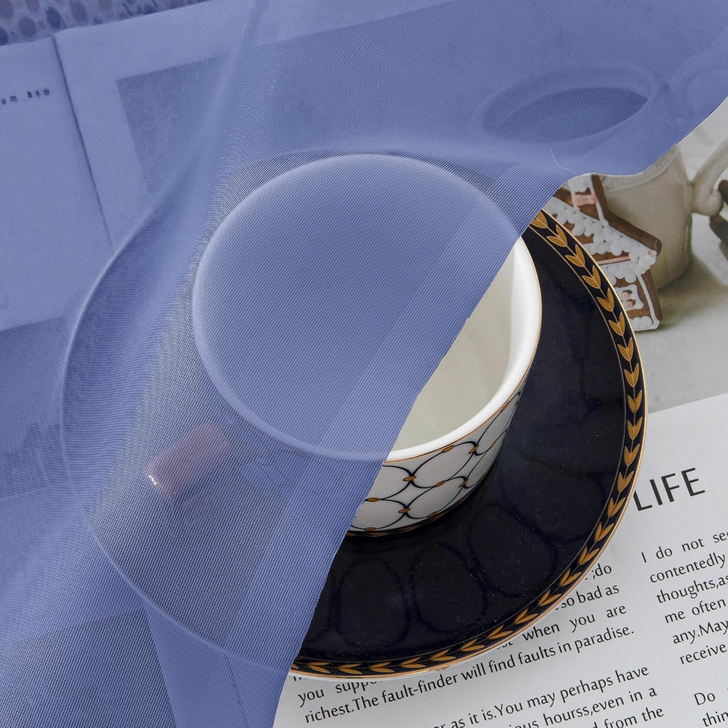 Chyhomenyc Royal Blue Sheer Curtains 63 Inch Length 2 Panels, Rod Pocket Solid Window Sheer Curtain Panels, Elegant Curtains & Drapes for Living Room Bedroom 2 Panels (Royal Blue, 42 W x 63 L)