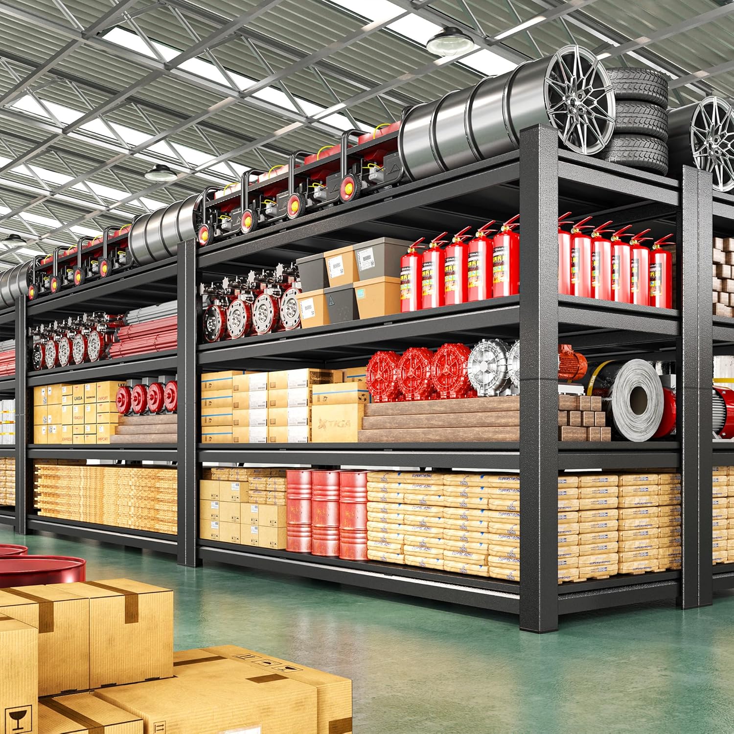 2500LBS Storage Shelves, 60.1" W Garage Shelving Heavy Duty, Adjustable Metal Shelving Unit, Storage Rack for Garage, Basement, Warehouse with Tool-Free Installation, 60.1" W x 24" D x 60.1" H