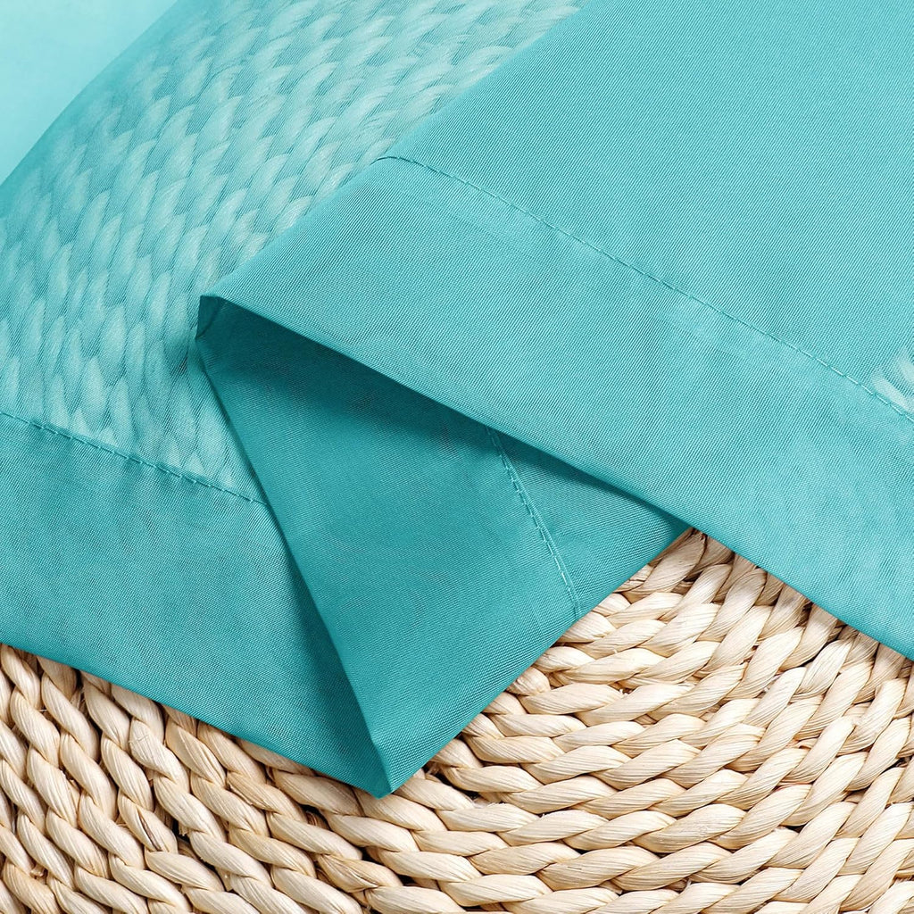 Chyhomenyc Turquoise Sheer Curtains 96 inches Long 2 Panels, Light Filtering Soft Airy Solid Elegant Voile Window Treatment Drapes for Bedroom Living Room Wedding Party Decor, 42 Wx96 L, 8FT L