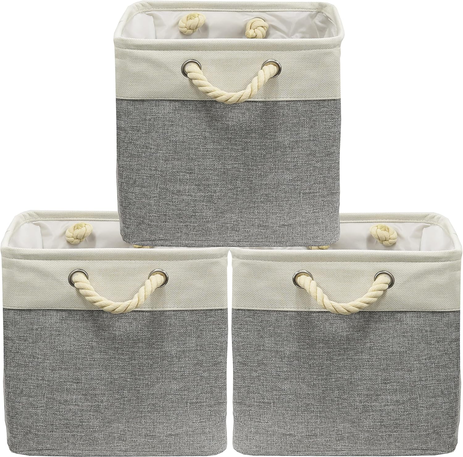 SIMPLE HOUSEWARE Fabric Storage Cubes, 13" x 13" Storage Bin, 3 Pack, Gray