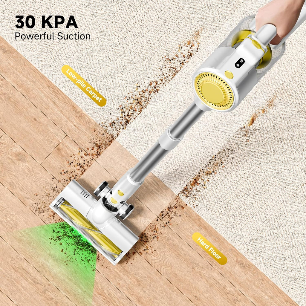 Cordless Vacuum Cleaner, 6-in-1 Stick Vacuum Cleaners for Home, Lightweight Rechargeable Vacuum with LED Anti-Tangle Brush for Carpet, Hardwood Floors & Pet Hair