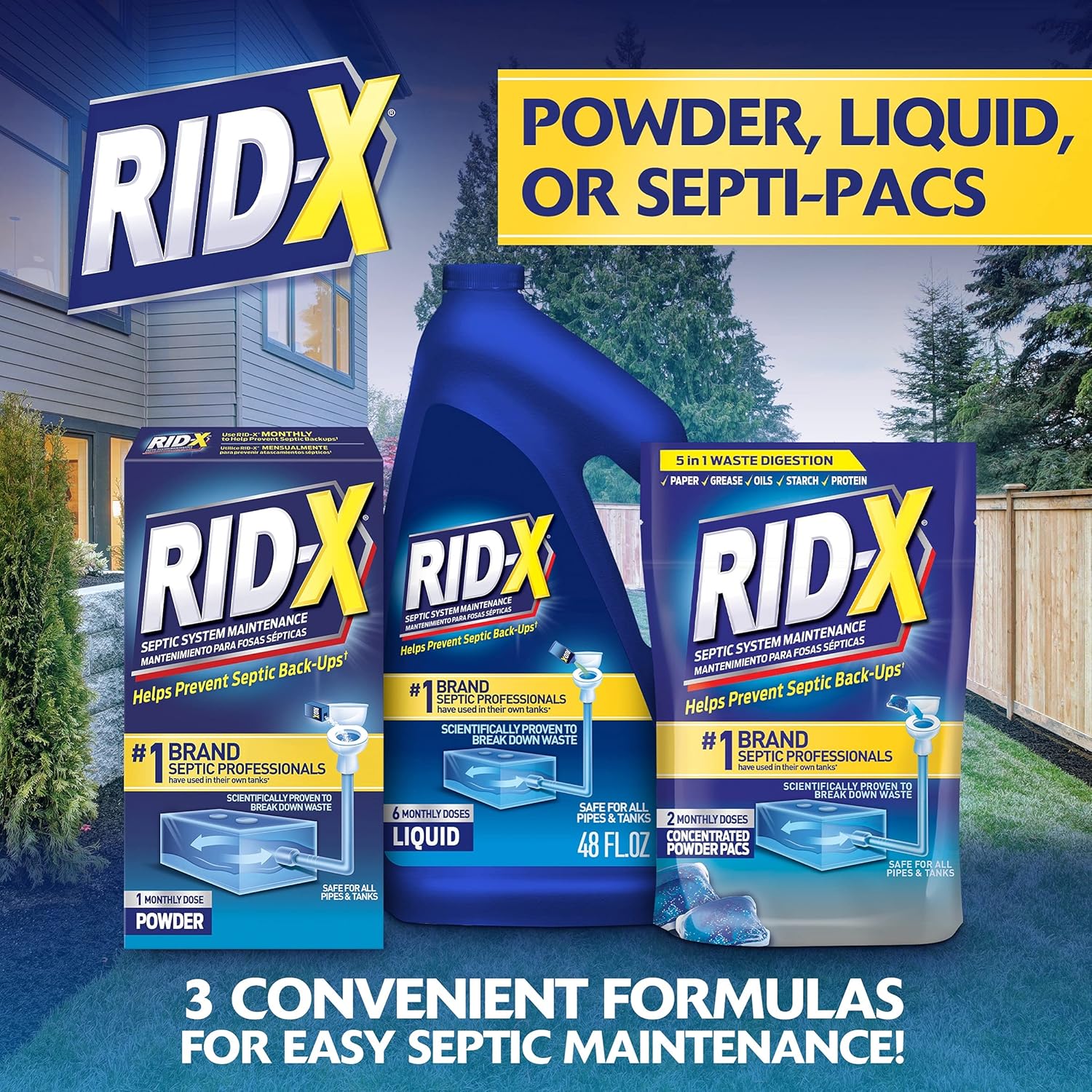 Rid-X Septic Treatment, 12 Month Supply of Septi-Pacs, 12.6 Oz