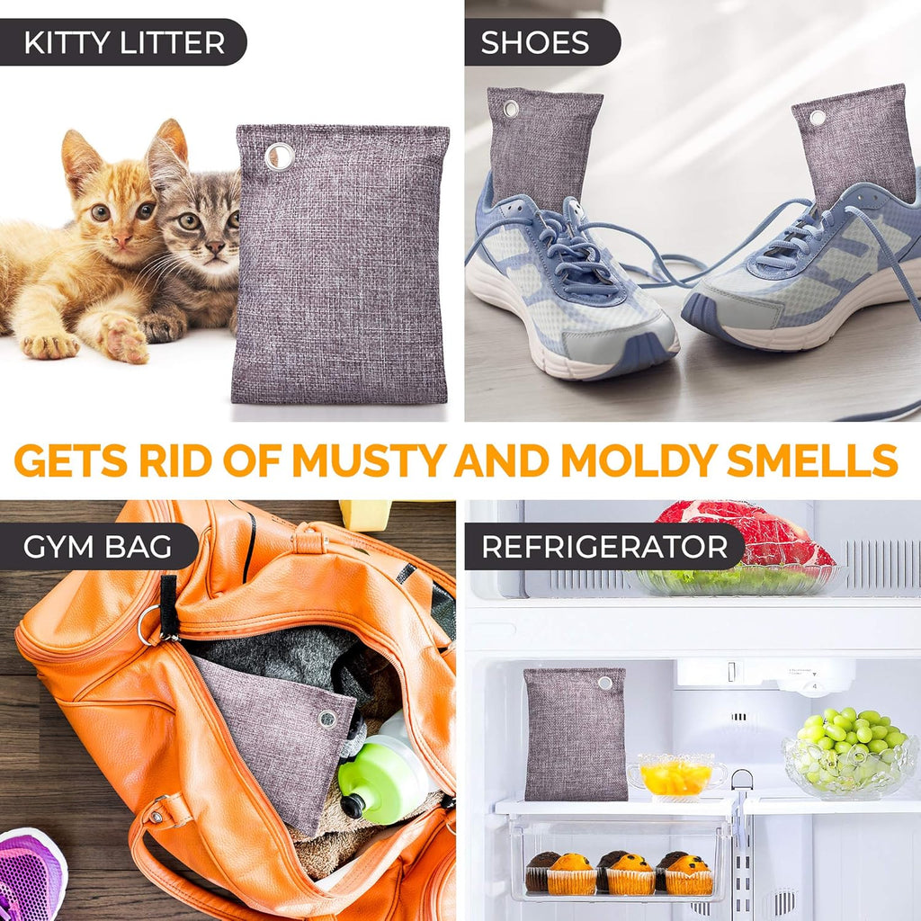 Activated Charcoal Odor Absorber for Strong Odors in Car, Closet, Shoe, Basement. 10 Activated Charcoal Bags Odor Absorbers for Home. Bamboo Charcoals Air Purifying Bag Charcoals Deodorizer Eliminator